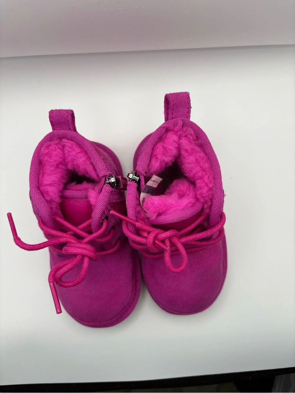 UGG Kids Vibrant Pink Lace-Up Zip Booties